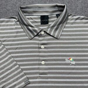 Dunning Polo Shirt Mens Medium White‎ Stripe Bay Hill Golf Club Performance